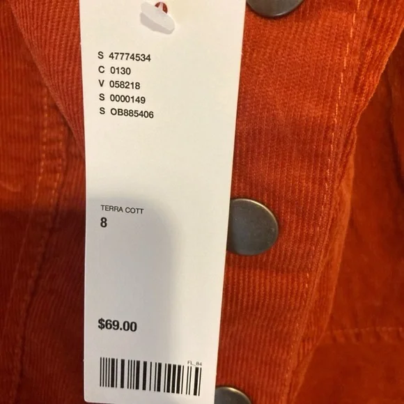 NWT Urban Outfitters Orange Corduroy Jumper Dress Women’s 8 Mini Dress Buttons - Picture 4 of 10